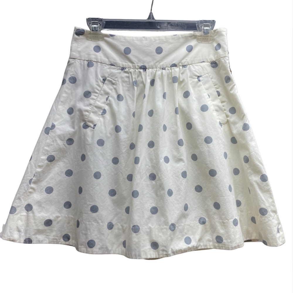 J Crew White Gray Polka Dot A Line Above The Knee Skirt Sz 0